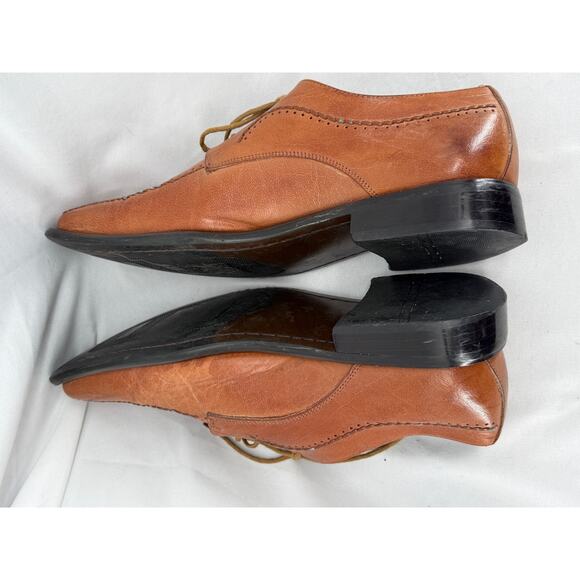 Zengara Mens Leather Dress Shoes Brown Square Toe Lace Up Oxfords Size 10.5B main image 6